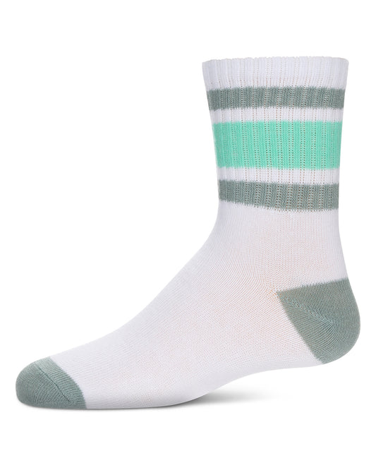 Girls' Neon Stripe Crew Socks : Color: White-Neon Green