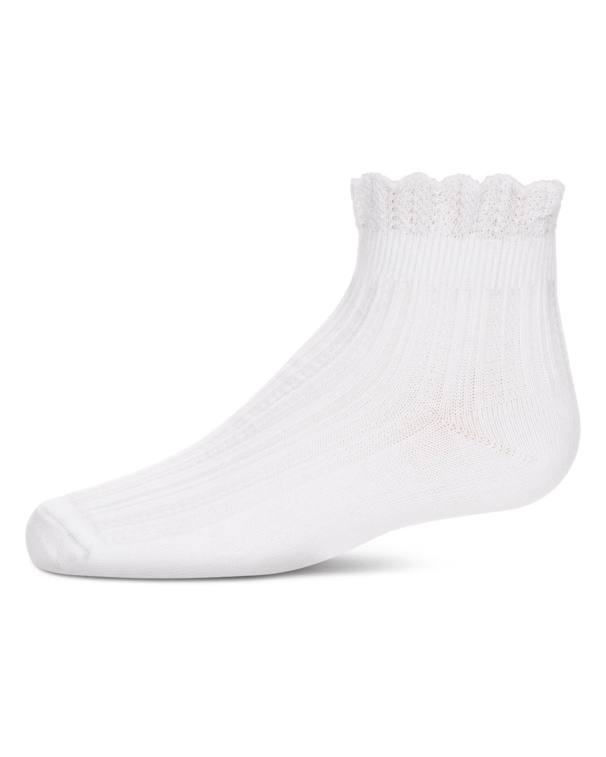 Girls' Crochet Ruffle Anklet Socks : Color: White
