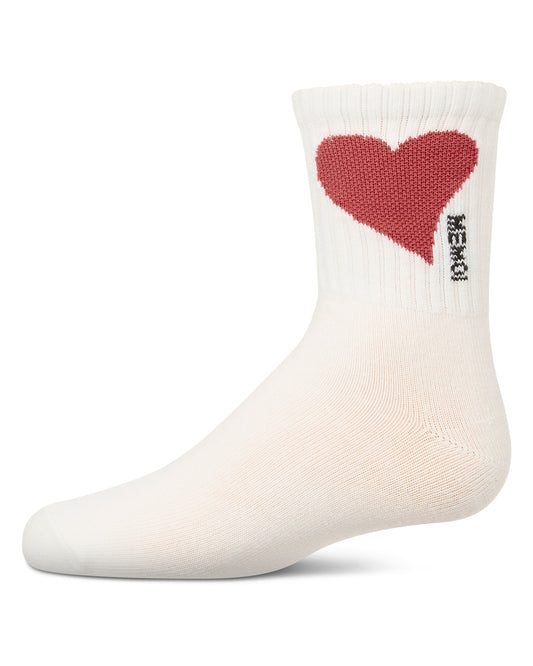 Girls' Single Heart Logo Crew Socks : Color: Winter White