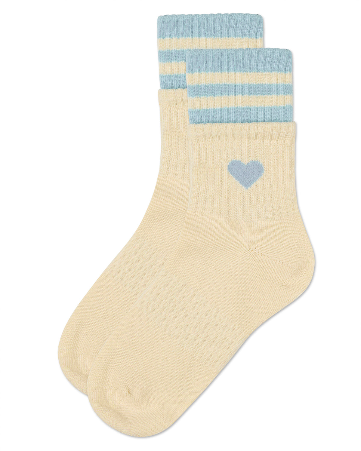 Girl's Sport Rib Heart Crew Socks : Color: White