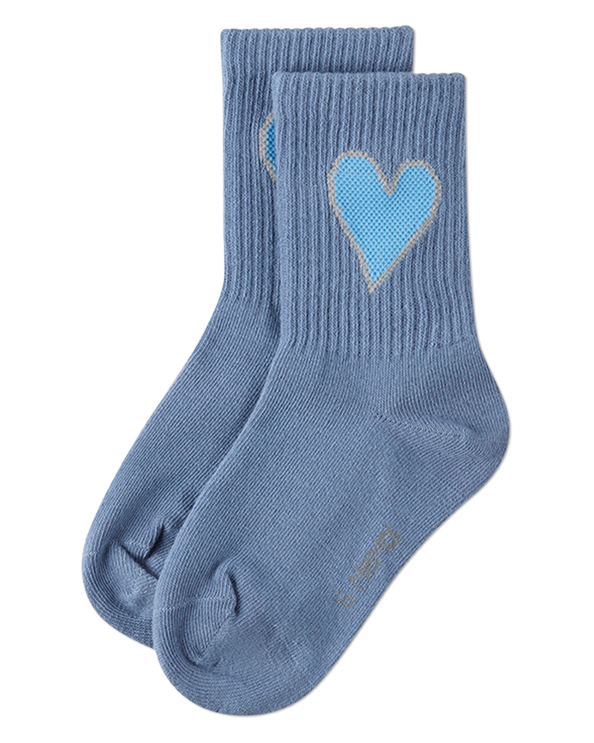 Girls Pointelle Ribbed Cotton-Rich Crew Sock with Cross-Stitch Heart
