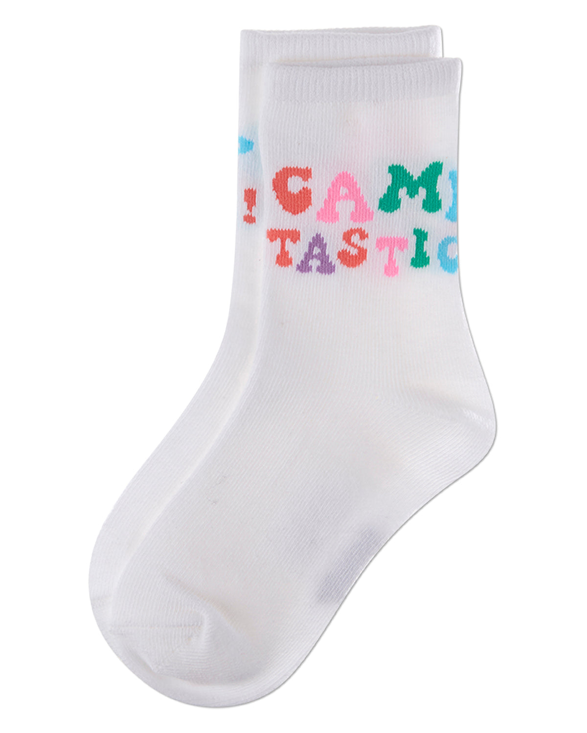 Girls "CampTastic" Cotton-Rich Camp-Themed Fine-Gauge Crew Sock
