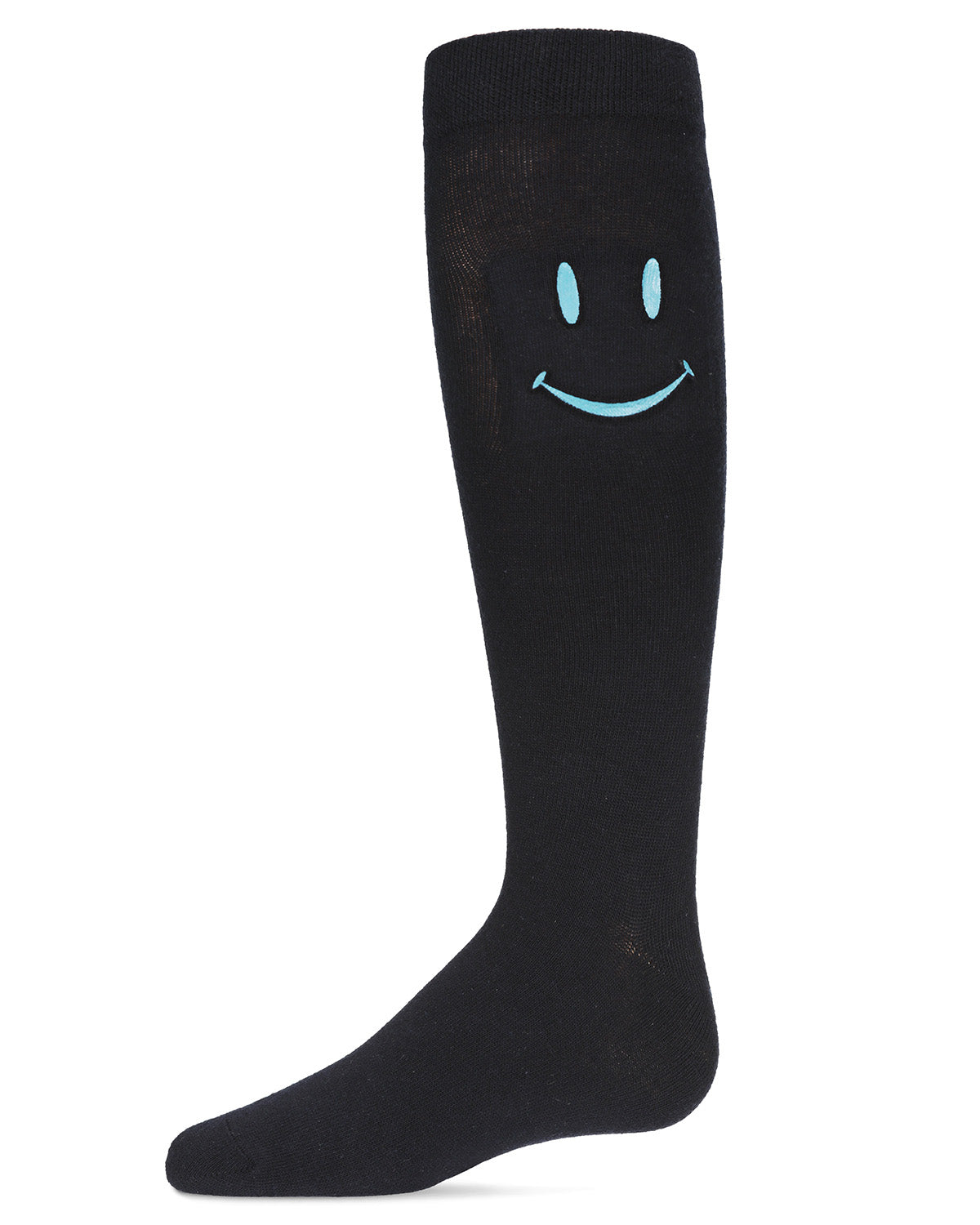 Girls' Smiley Embossed Knee-High Socks : Color: Navy