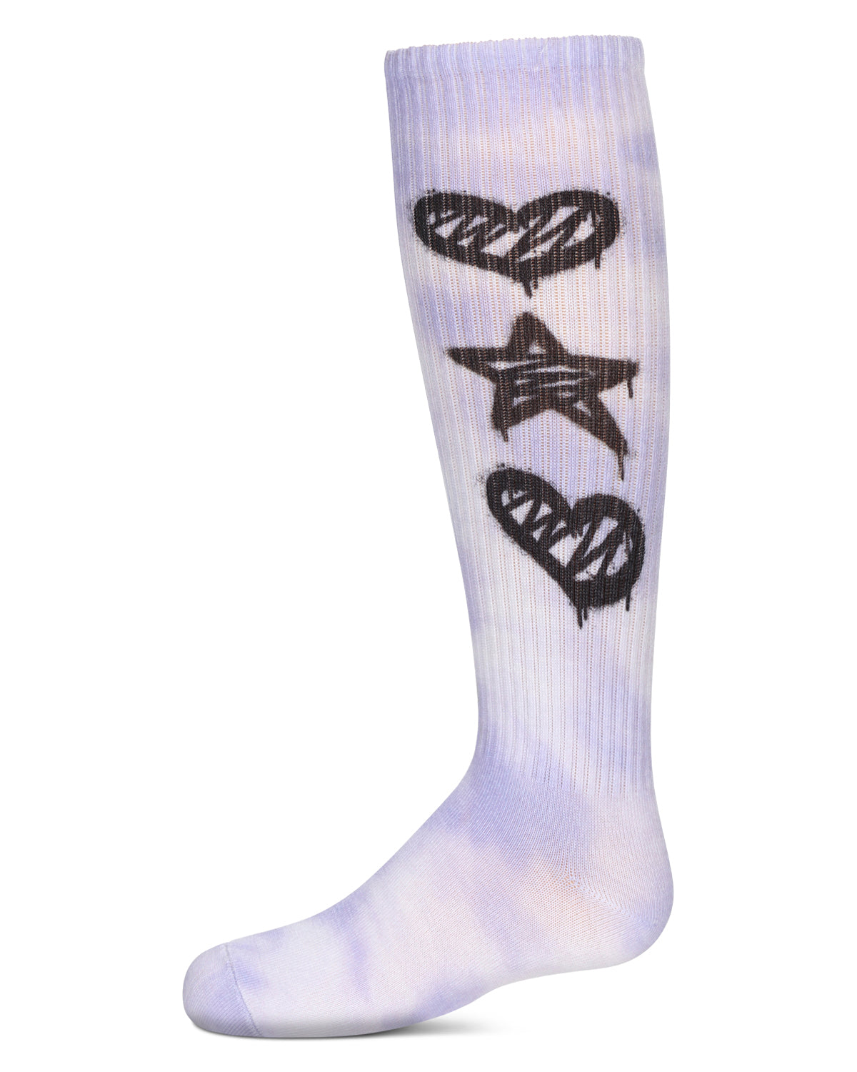 Girls' Tie Dye Graffiti Shapes Knee High Socks : Color: Purple