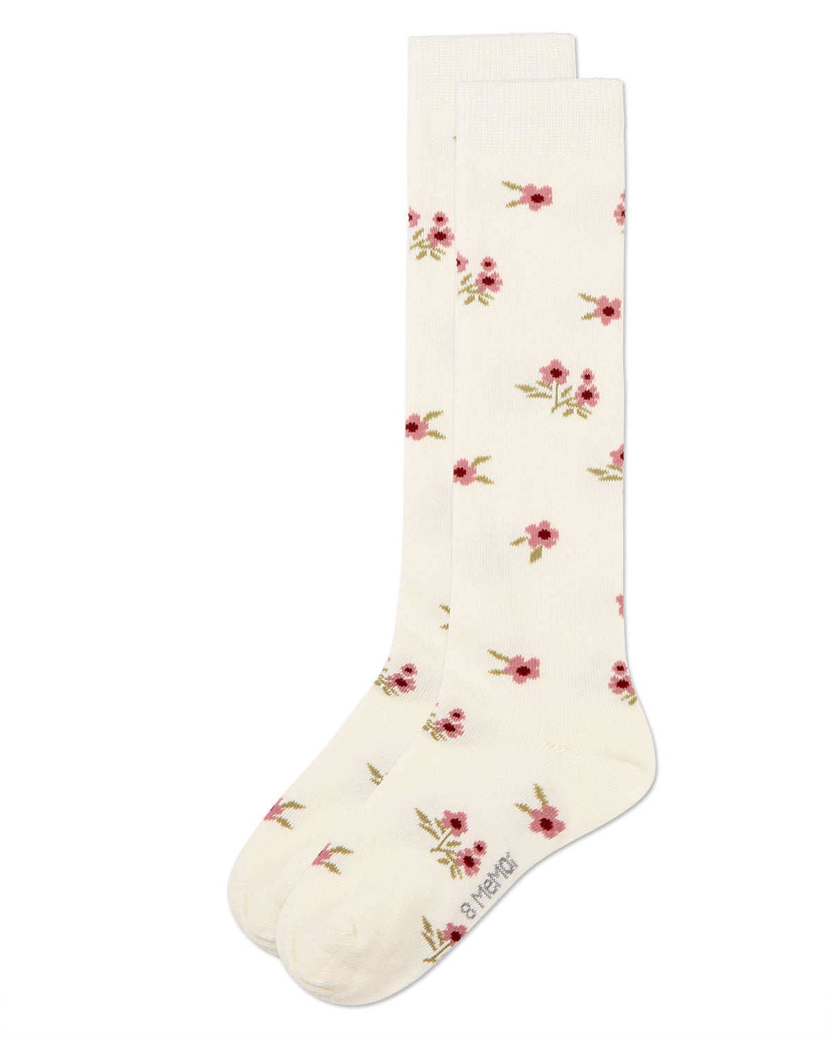 Girls Opaque Stretch Cotton "Blissful Bloom" Knee High Sock : Color: Light Blue