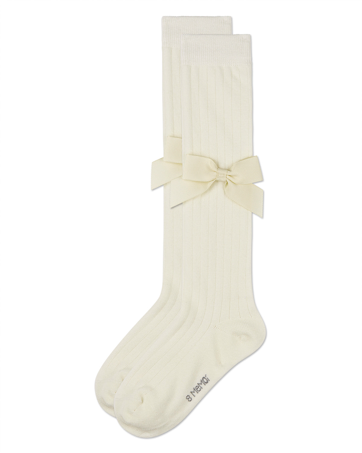 Girls Ribbed Stretch Cotton Bow Trim Knee Sock : Color: Black