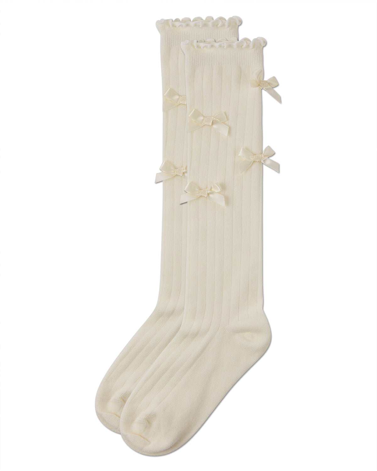 Girls' All Over Bow Knee High Socks : Color: White