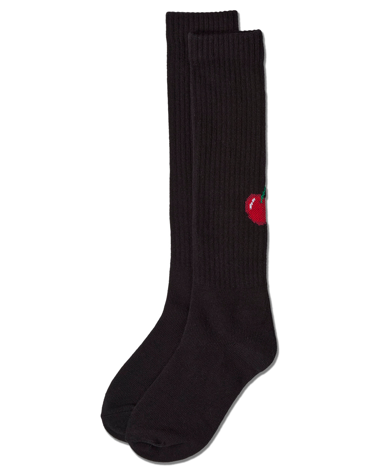 Girls Ribbed Cotton-Blend "Back Cherry" Knee High Sock
