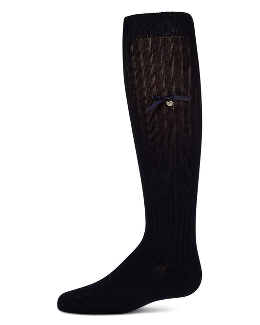 Fancy Logo Bow Knee High : Color: Navy
