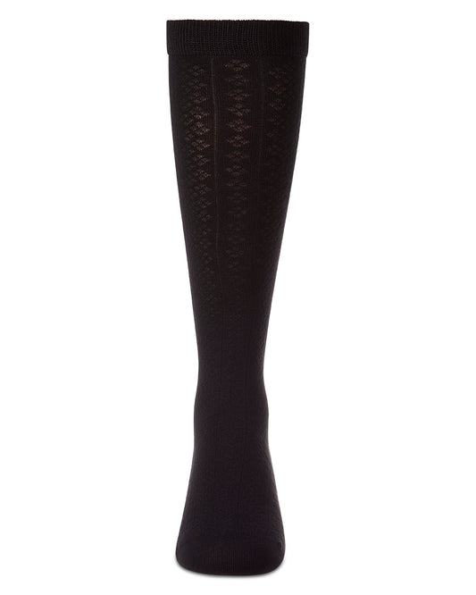Girls Diamond-Patterned Rayon Blend Knee Sock