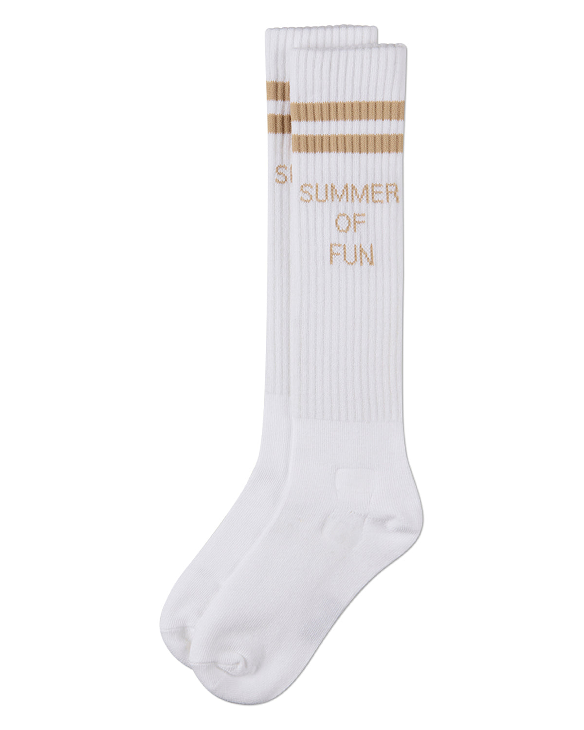 Girls "Summer Of Fun" Cotton Blend Varsity-Stripe Knee High Sock