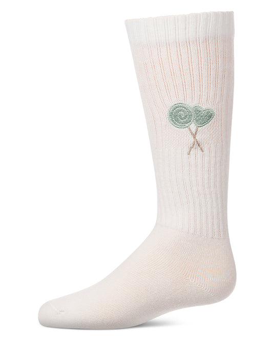 Girls "Embroidered Lollypop" Ribbed Cotton-Blend Knee High Sock