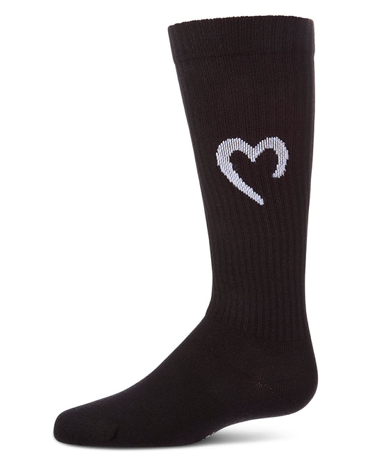 Girls "Open Heart" Ribbed Cotton-Rich Novelty Knee High Sock