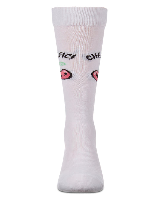 Girls "Cherrific" Cotton-Rich Mini-Ribbed Novelty Knee High Sock