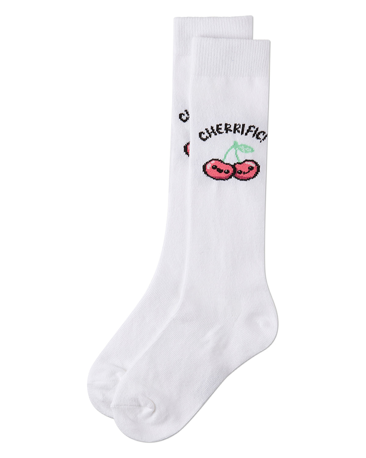 Girls "Cherrific" Cotton-Rich Mini-Ribbed Novelty Knee High Sock