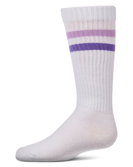Girls Double Stripe Ribbed Cotton-Blend Varsity Knee High Sock
