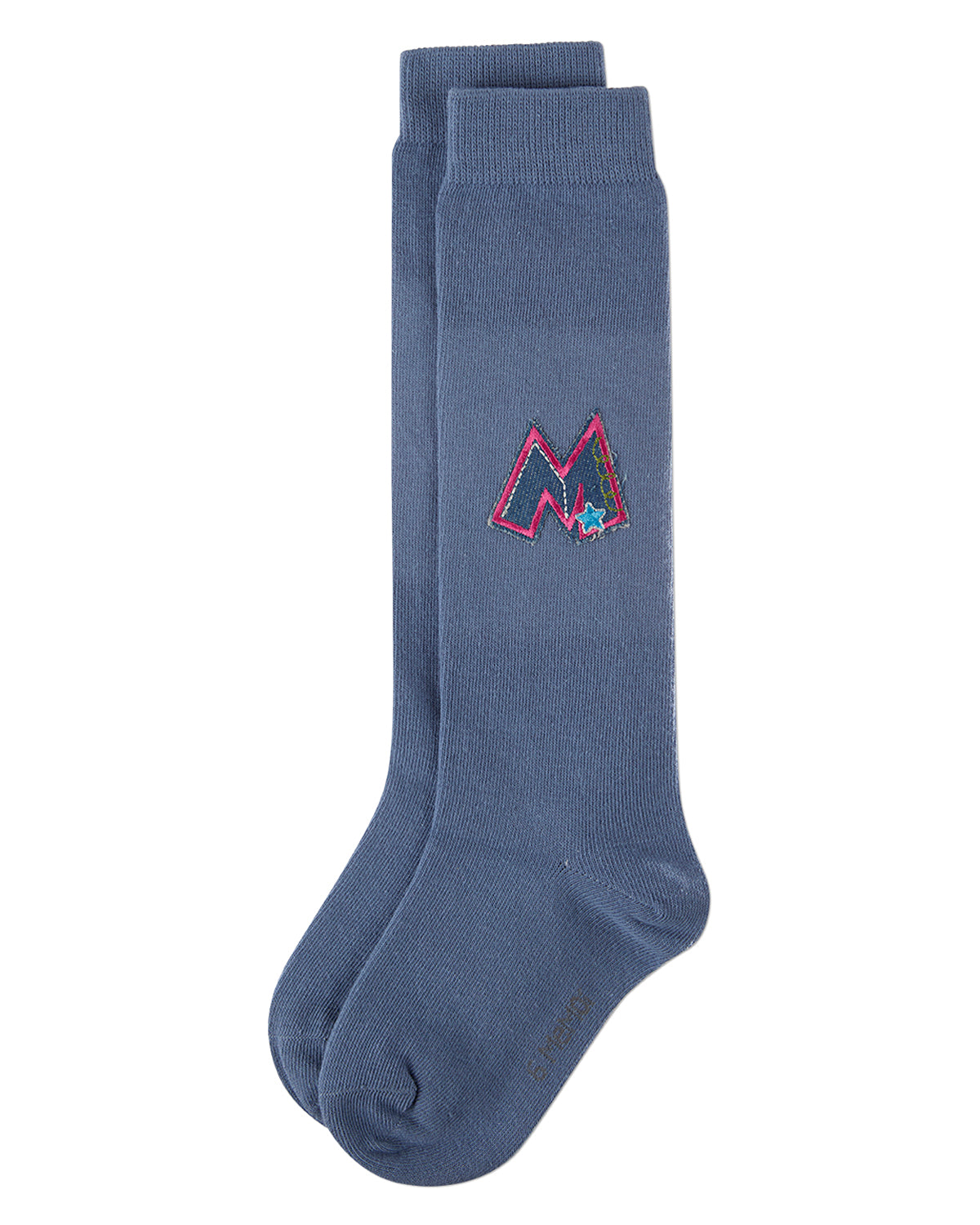 Girls Denim M-Patch Cotton-Rich Fine-Gauge Knee High Sock