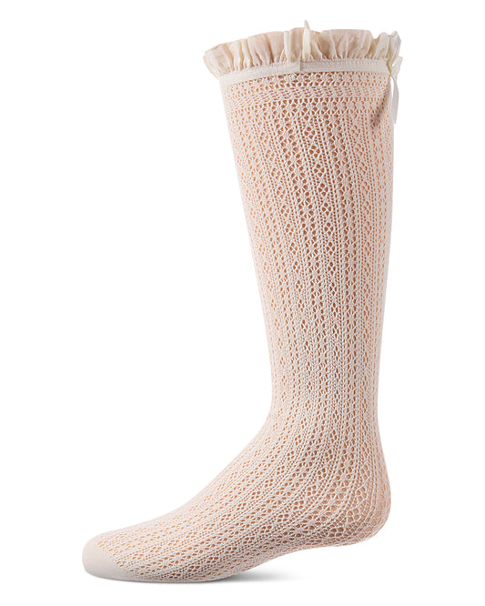 Beige knitted sock on a white background