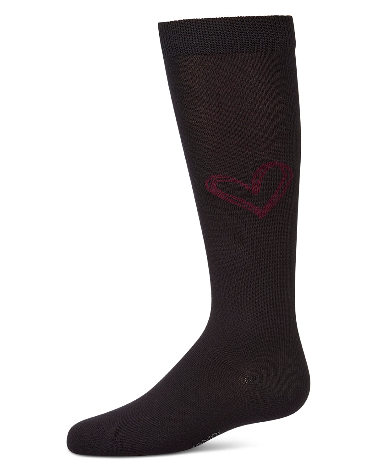 Girls "Heart Pop" Cotton-Rich Mini-Ribbed Knee High Sock
