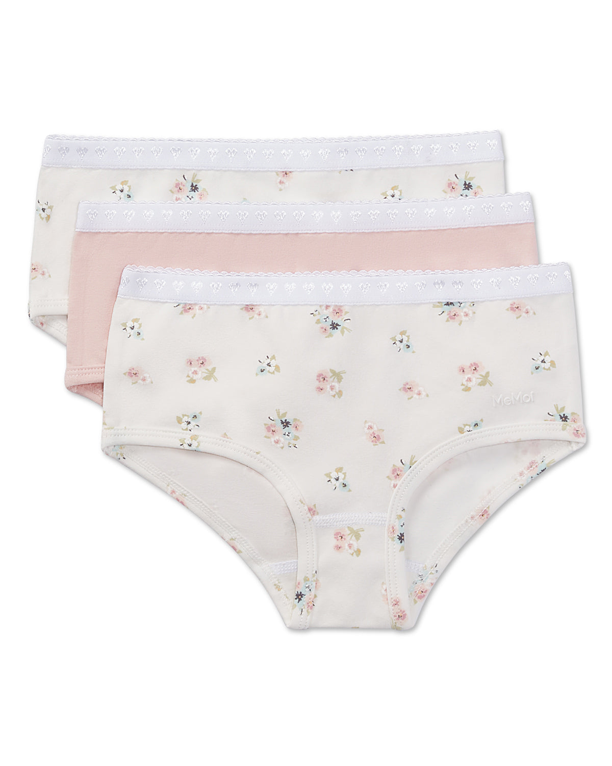 Girls' 3 Pair Pack Ditsy Floral Multi Briefs : Color: Winter White-Pink