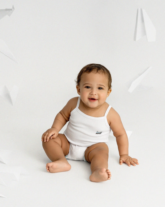 Ribbed On The Move Bodysuits : Color: White-White-White