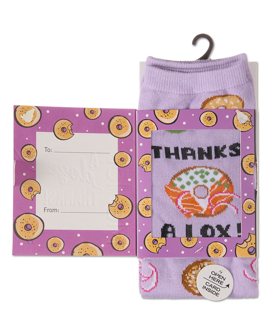 Thanks A Lox Greeting Card Crew Socks : Color: Orchid