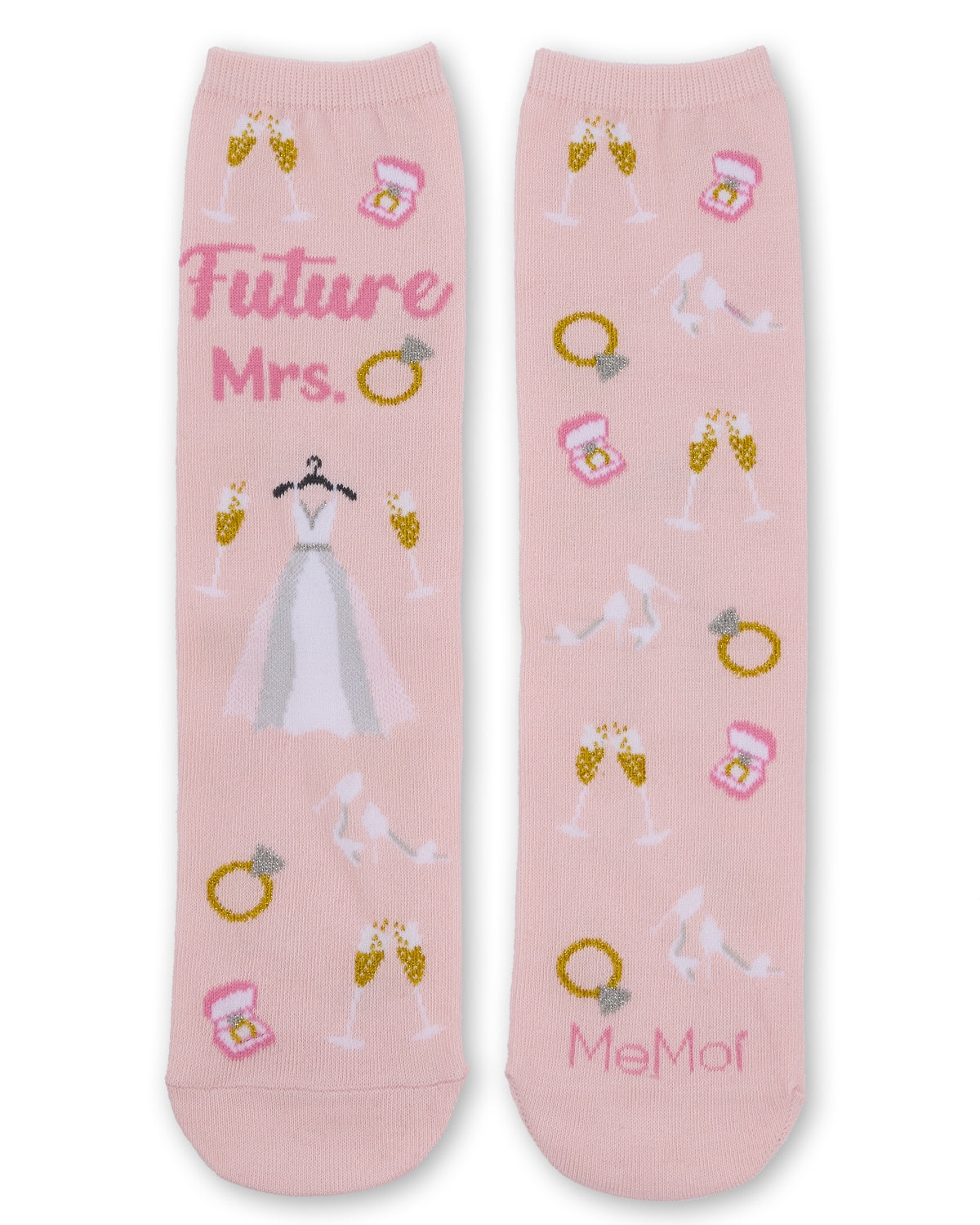 Future Mrs. Greeting Card Crew Socks : Color: Light Pink