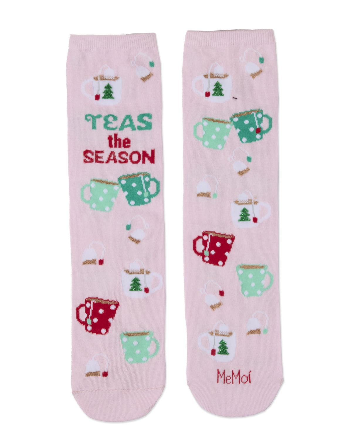 Women's "Teas The Season" Christmas Novelty Sock with Greeting Card : Color: Hot Pink