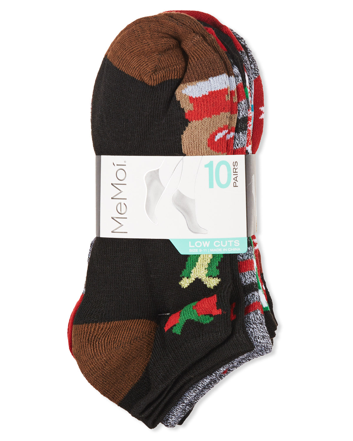 Women's 10 Pair Pack Holiday Lowcut Socks : Color: Black