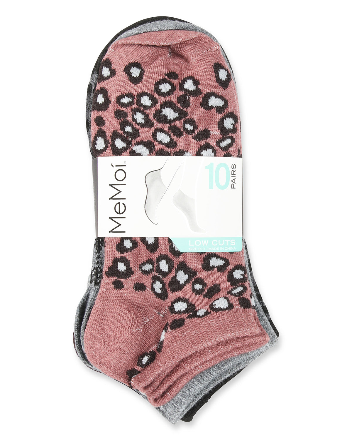 Women's 10 Pair Pack Leopard Low Cut Socks : Color: Blush