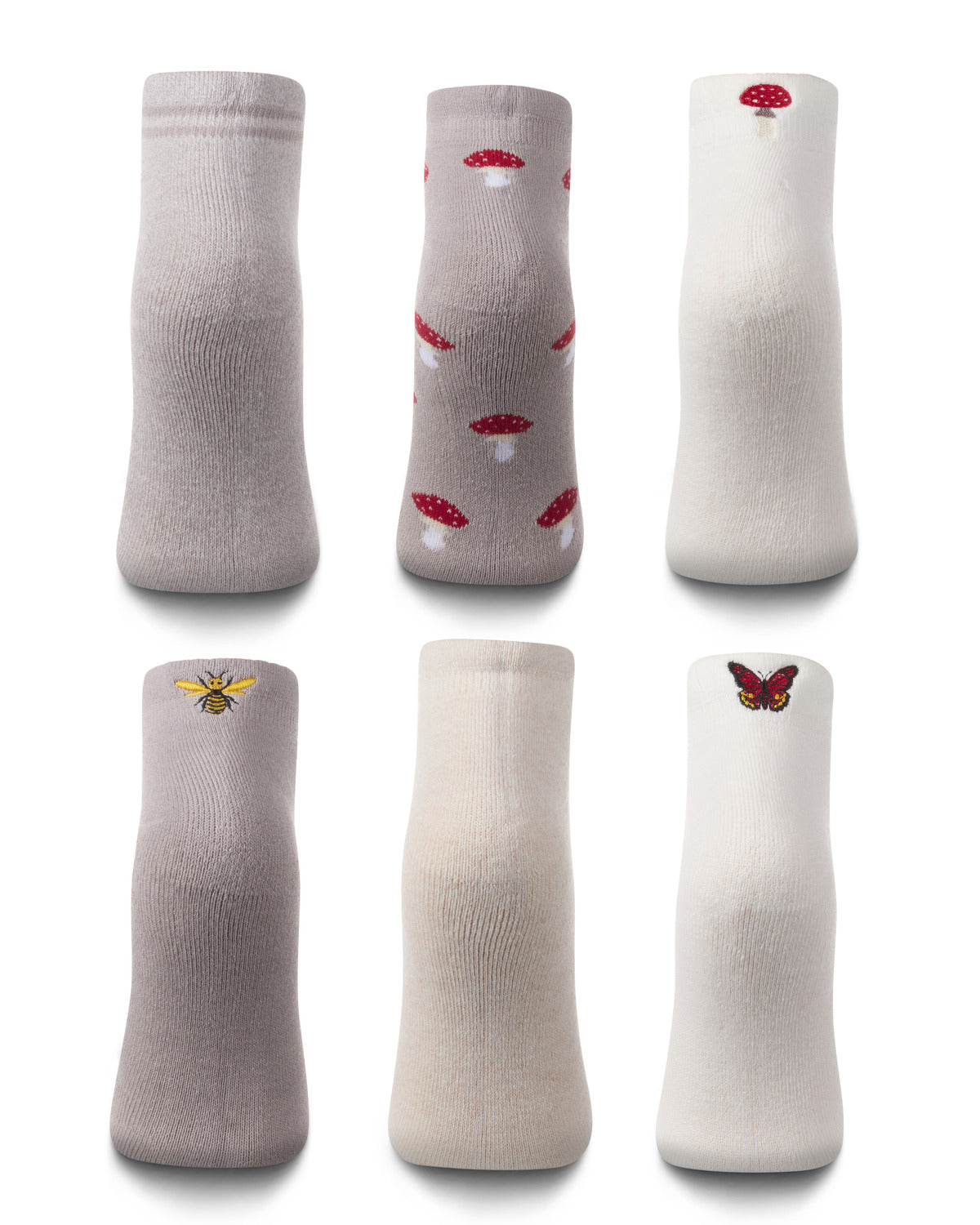 6 Pair Women's Half-Cushioned Embroidered Low Cut Socks with Heel Tab