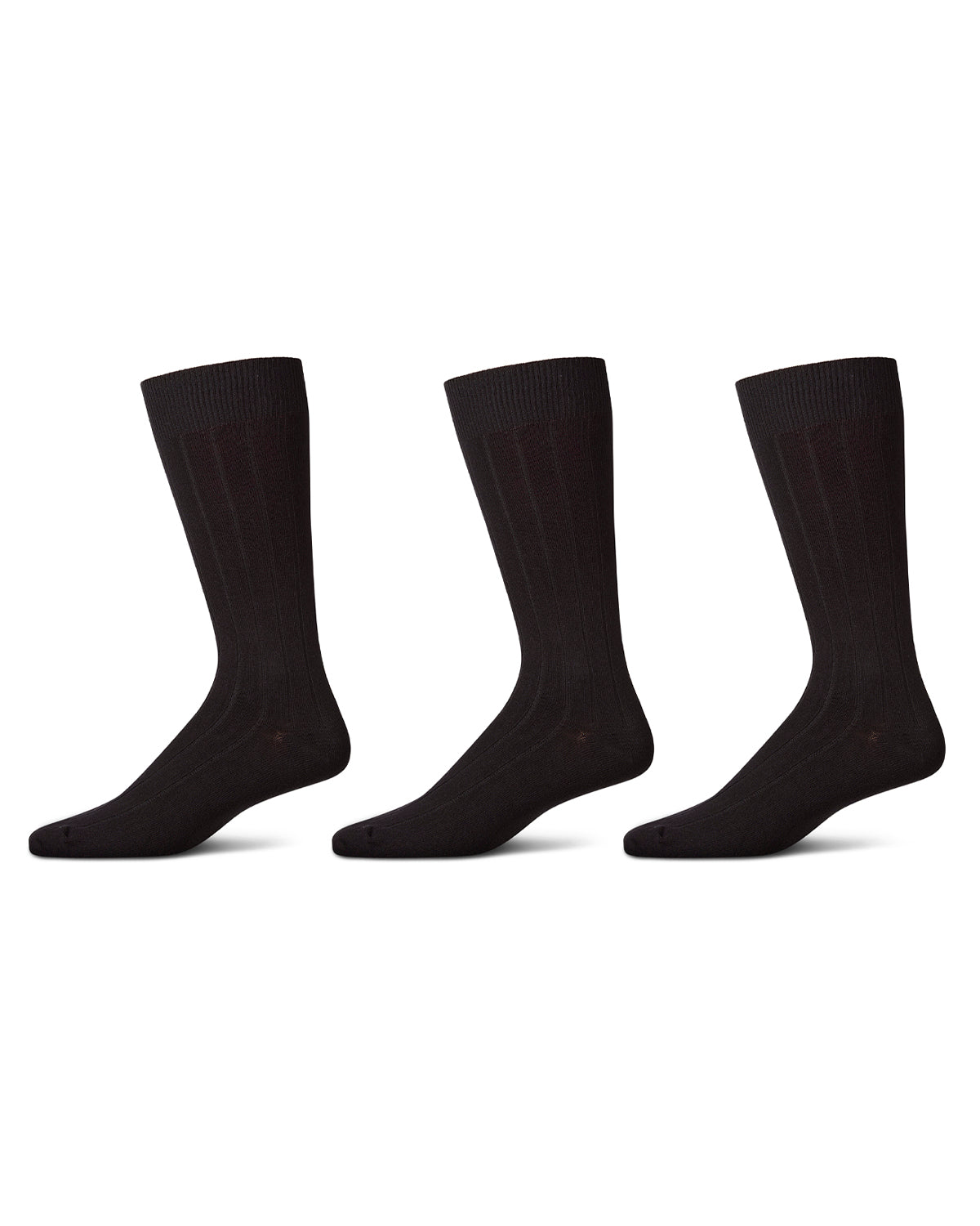 Memoi Men's Classic Wide Ribbed Crew Socks 3-Pack Black 13-15 Memoi Men's Classic Wide Ribbed Crew Socks 3-Pack Black 13-15