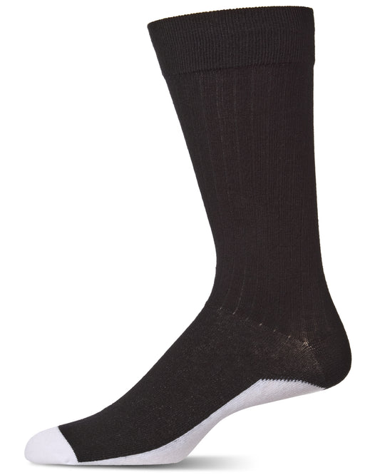 Men's White Sole Cotton Blend Sock 3 Pack : Color: Black