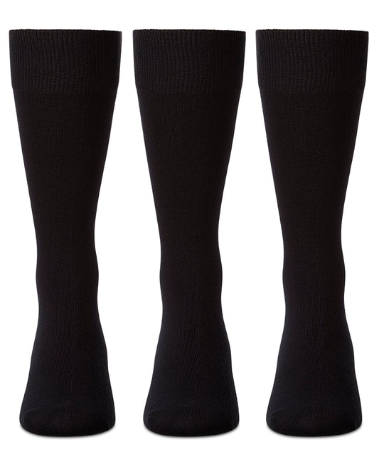Men's 3 Pair Pack Bamboo Blend Flat Knit Socks : Color: Black