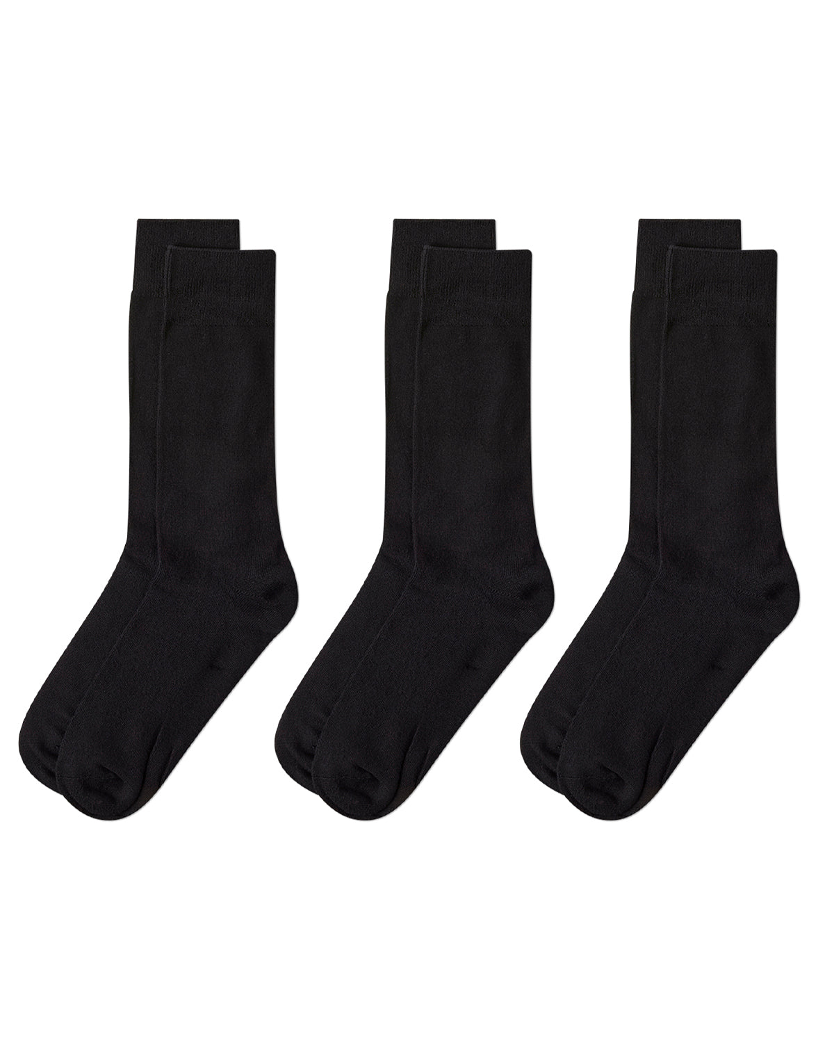 Men's 3 Pair Pack Bamboo Blend Flat Knit Socks : Color: Black