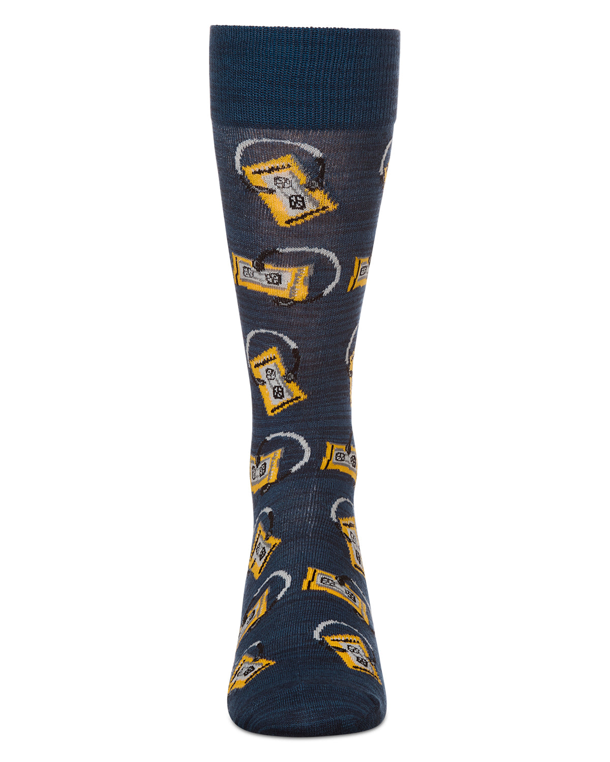 Slick Beats Cassette Player Men's Bamboo Blend Crew Socks : Color: Black