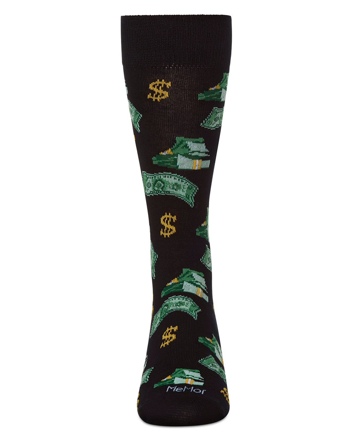 Money Bags Cash Print Bamboo Blend Men's Crew Socks : Color: Black