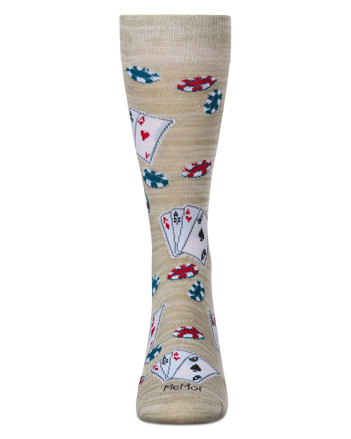 Poker Face Playing Card Bamboo Blend Men's Crew Socks : Color: Crockery