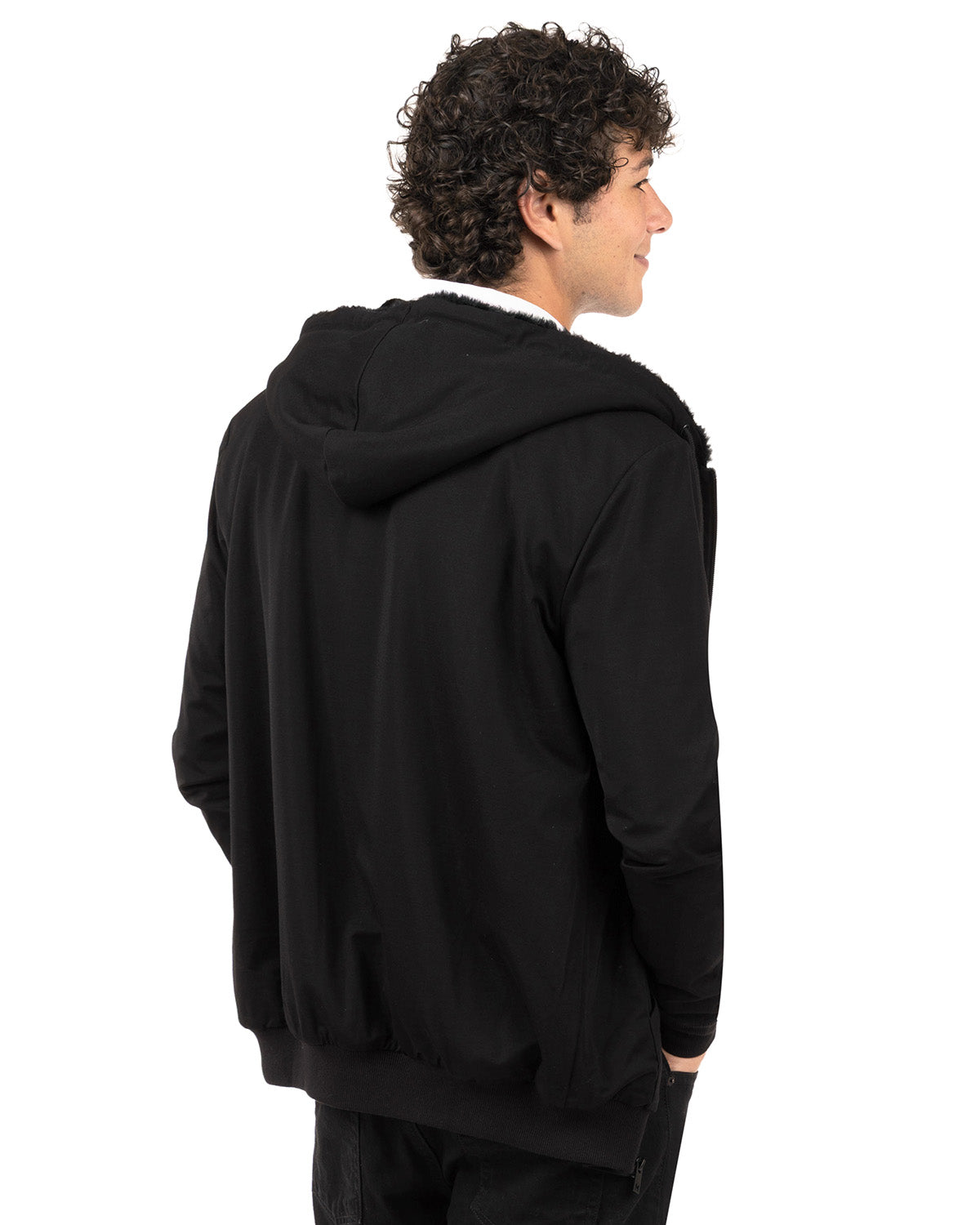 Zip-Up Rayon-Blend Hoodie with Faux Fur Lining - Introductory Special