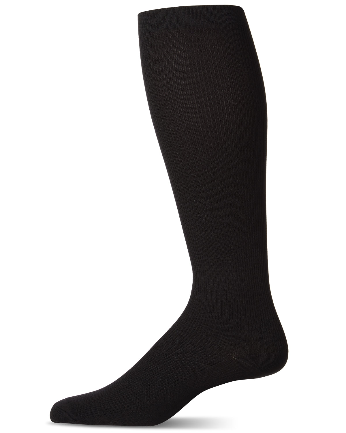 MeMoi - Men's Ribbed Over-the-Calf Nylon-Blend Solid-Color Dress Sock
