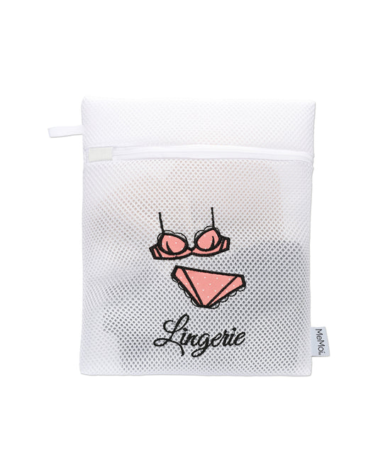 Lingerie Embroidered Mesh Wash Bag : Color: White