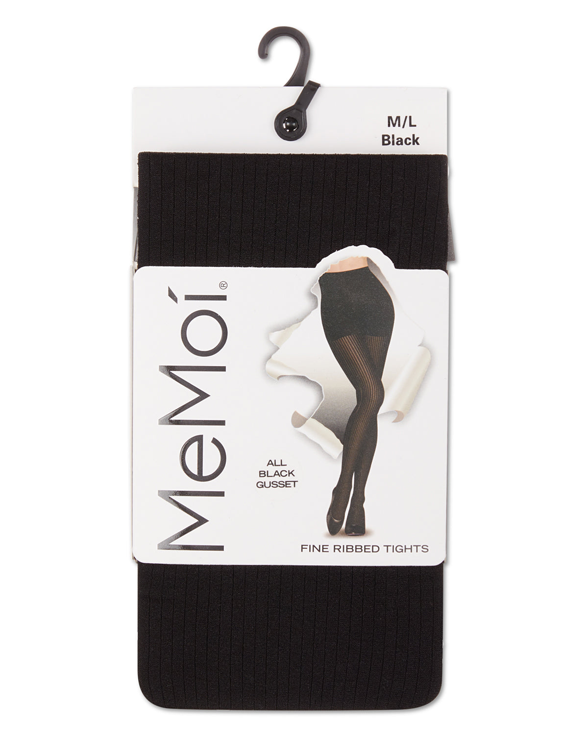 Women's Fine Ribbed Opaque Nylon Tights : Color: Black