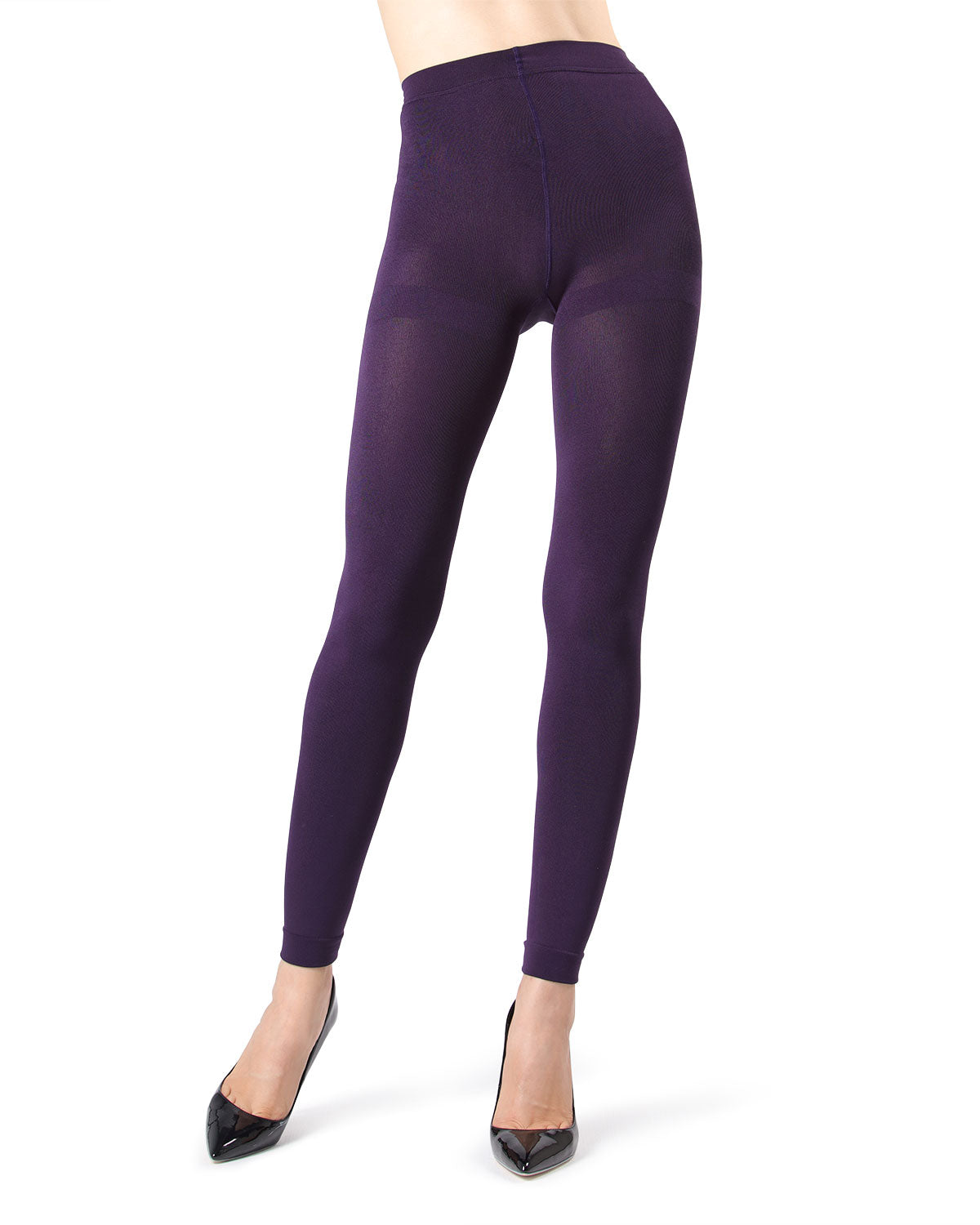 Women's Fleece Lined Footless Winter Tights : Color: Eggplant