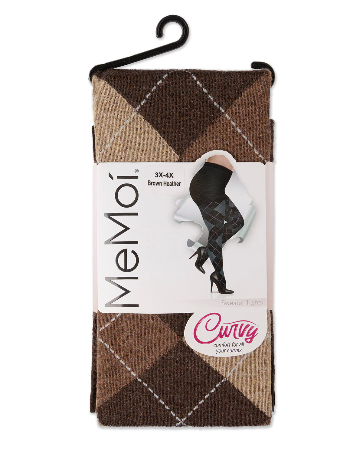 Classic Large-Print Argyle Sweater Tights : Color: Brown Heather