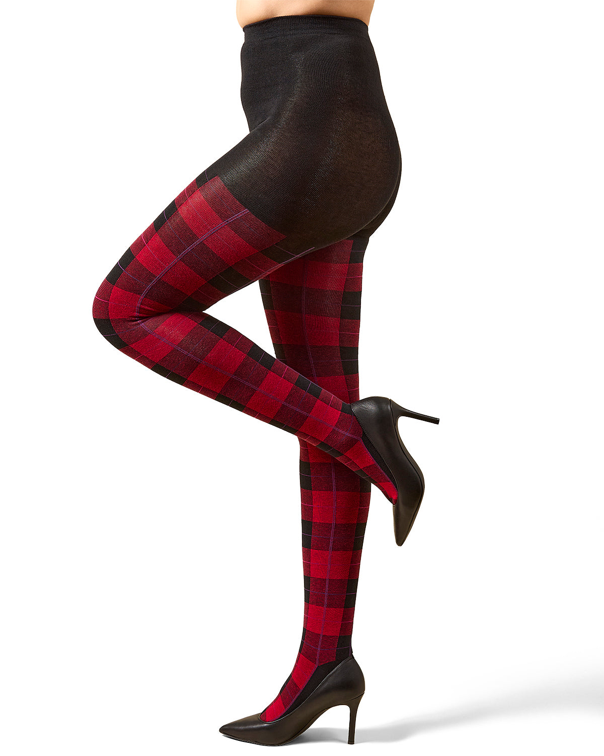 Glasgow Plaid Cotton Blend Sweater Tights : Color: Red