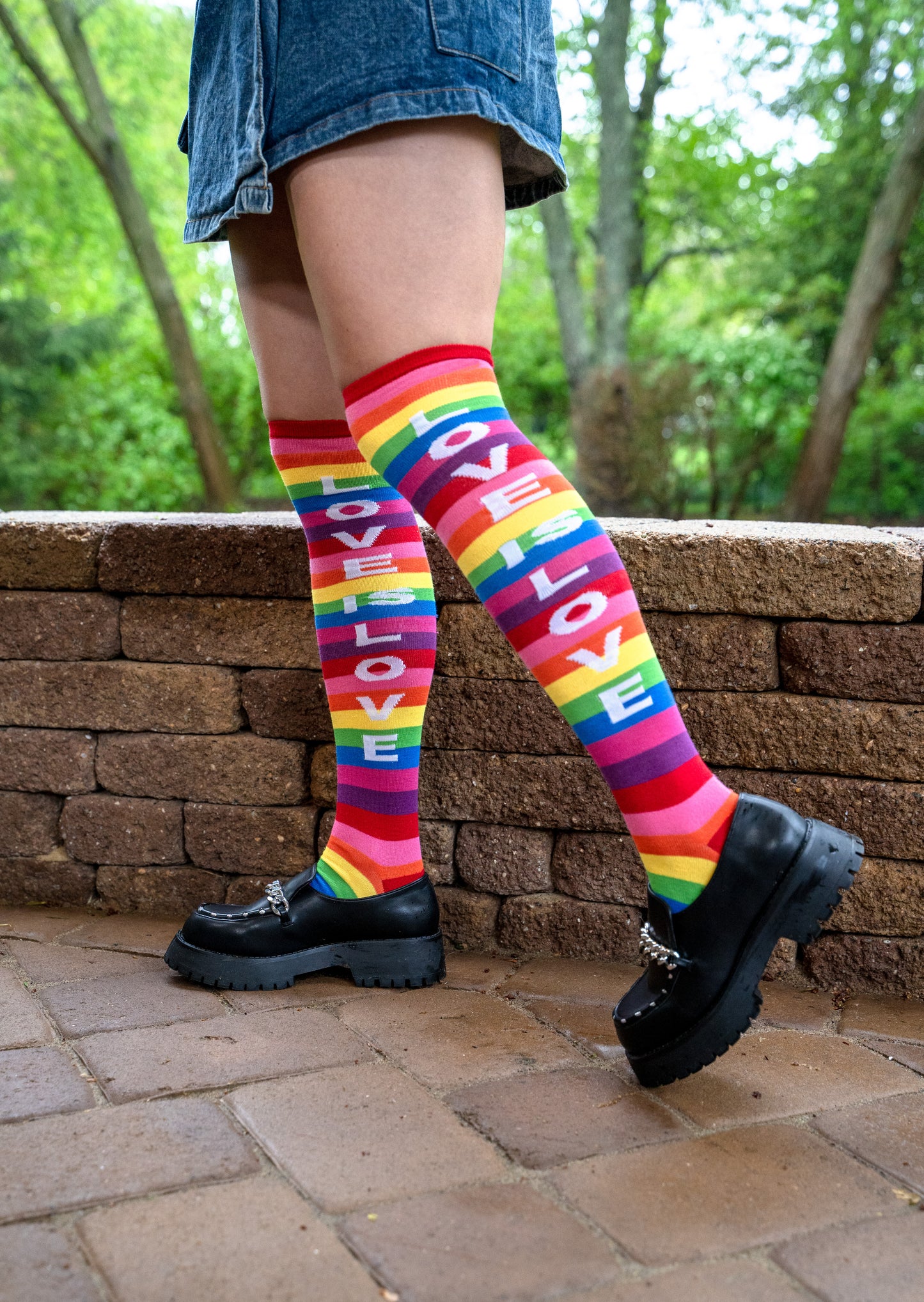 Love Is Love Over The Knee Rainbow Socks : Color: Multi