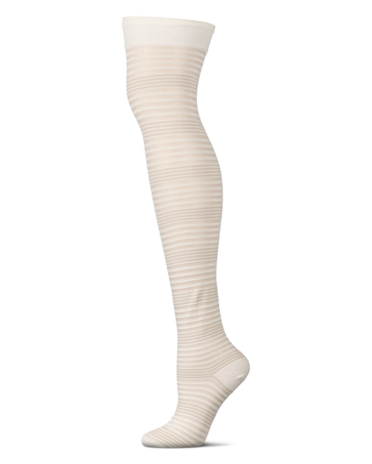 Women's Variegated Sheer Stripe Over The Knee Socks : Color: Ivory