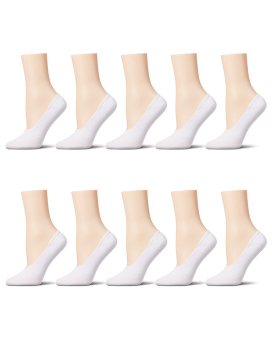 Women's 10 Pair Pack High Cut Sneaker Liners : Color: White