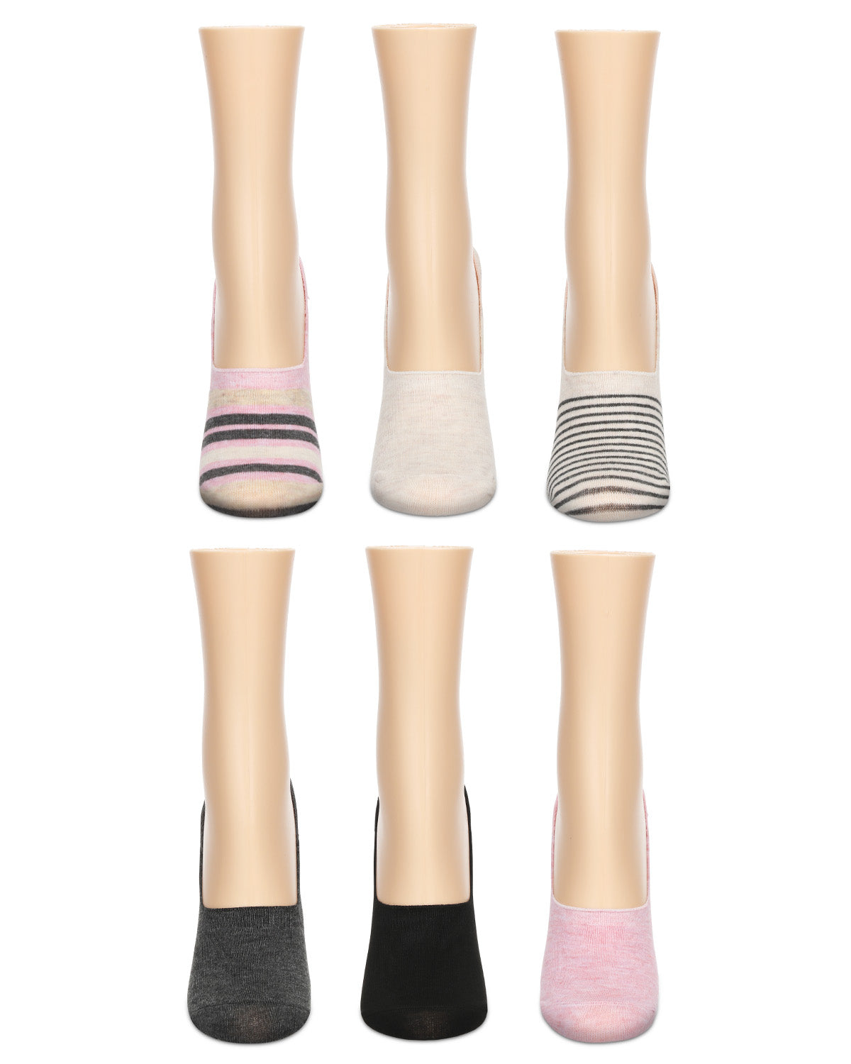 Women's 6 Pair Pack Cat No Show High Cut Liner Socks : Color: Pink Heather