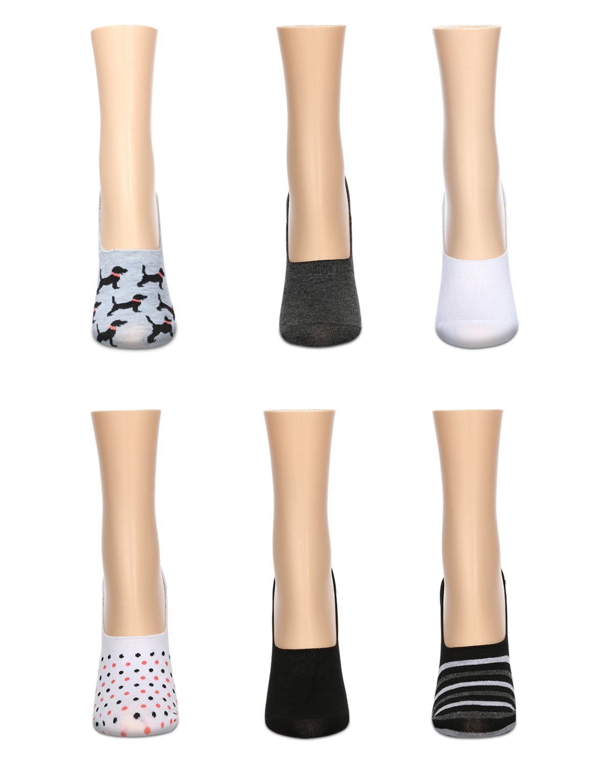 Women's 6 Pair Pack Dogs High Cut Liner Socks : Color: Lt Gray Heather